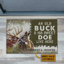 Personalized Deer Forest Old Buck Sweet Doe Customized Doormat