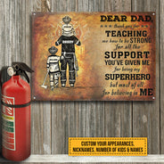 Personalized Firefighter Dad And Child Thank You Custom Classic Metal Signs