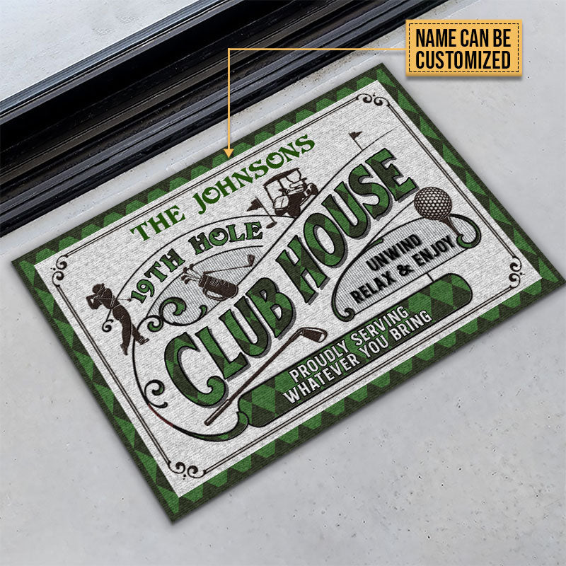 Personalized Golf 19th Hole Proudly Serving Custom Doormat