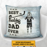 Personalized Hockey Dad And Child Best Dad Ever Custom Pillow