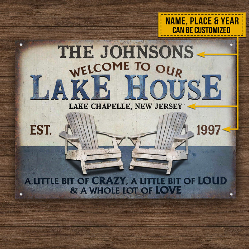 Personalized Lake A Little Bit Of Crazy Customized Classic Metal Signs