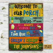 Personalized Porch Welcome Grilling Chilling Custom Classic Metal Signs
