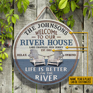 Personalized River House Life Is Better Custom Wood Circle Sign