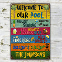 Personalized Swimming Welcome To Our Pool Customized Classic Metal Signs