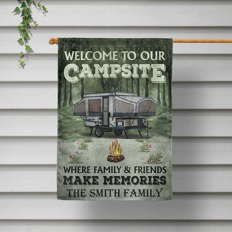Personalized Camping Welcome To Our Campsite Custom RV Customized Flag