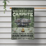 Personalized Camping Welcome To Our Campsite Custom RV Customized Flag