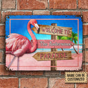 Personalized Flamingo Paradise Custom Classic Metal Signs