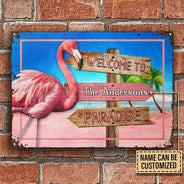 Personalized Flamingo Paradise Custom Classic Metal Signs