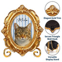 Happy,Dog Lovers,Pet Lovers,Cat Lovers - Custom Photo Realistic Watercolor Art Dog Cat Pet Kid Portrait Vintage - Personalized Ornate Frame