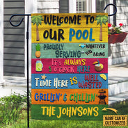Personalized Swimming Welcome To Our Pool Customized Flag