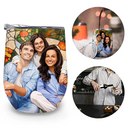 Gift For Wife,Gift For Mother,Gift For Grandma,Gift For Grandparents,Family,Love - Custom Photo Stained Glass Portrait Mom Grandma Parents Family - Personalized Wine Tumbler