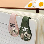 Reading, Gift For Yourself, Gift For Women, Happy - Pet Lovers Funny You Pawsed Here - Personalized Circle Leather Magnetic Bookmark