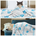 Custom Photo,Pet Lovers,Happy - Pet Name With Paw Print - Personalized Pet Blanket