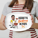 Gift For Husband,Gift For Boyfriend,Gift For Yourself,Gift For Men,Gift For Father,Dad's Hobby,Gift For Grandpa,Grandpa's Hobby,Grilling,French,Happy,Gift For Grandparents,Non-Eng,Photo,Icon,Playful - Photo Personnalisable Assiette Barbecue De Papa - Assiette Personnalisée
