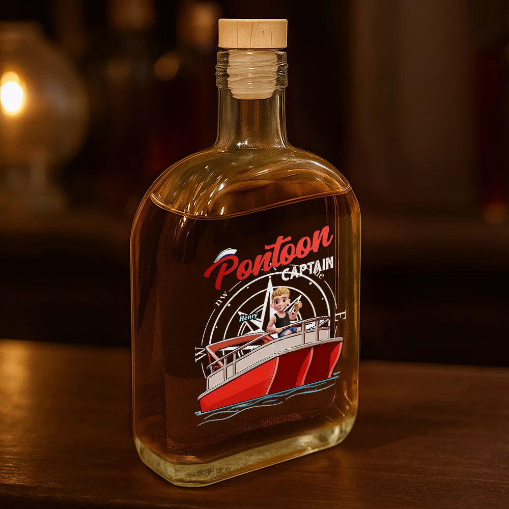 Pontoon,Happy,Gift For Yourself,Gift For Women,Gift For Men - Pontoon Captain - Personalized Whiskey Bottle