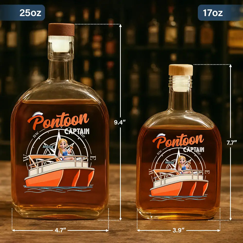 Pontoon,Happy,Gift For Yourself,Gift For Women,Gift For Men - Pontoon Captain - Personalized Whiskey Bottle