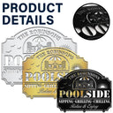 Poolside,Patio,Family - Pool & Patio Sipping Chilling - Personalized Cutout Metal Sign