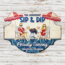 Gift For Couples, Gift For Husband, Gift For Wife, Gift For Boyfriend, Gift For Girlfriend, Poolside, Grilling, Summer, Happy - Poolside Bar And Grill - Personalized Custom Shaped Metal Sign