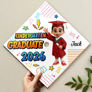 Gift For Kids,Gift For Grandkids,Grandpa - Grandkids,Grandma - Grandkids,Graduation,Happy - Preschool Kindergarten Graduation - Personalized Graduation Cap Topper