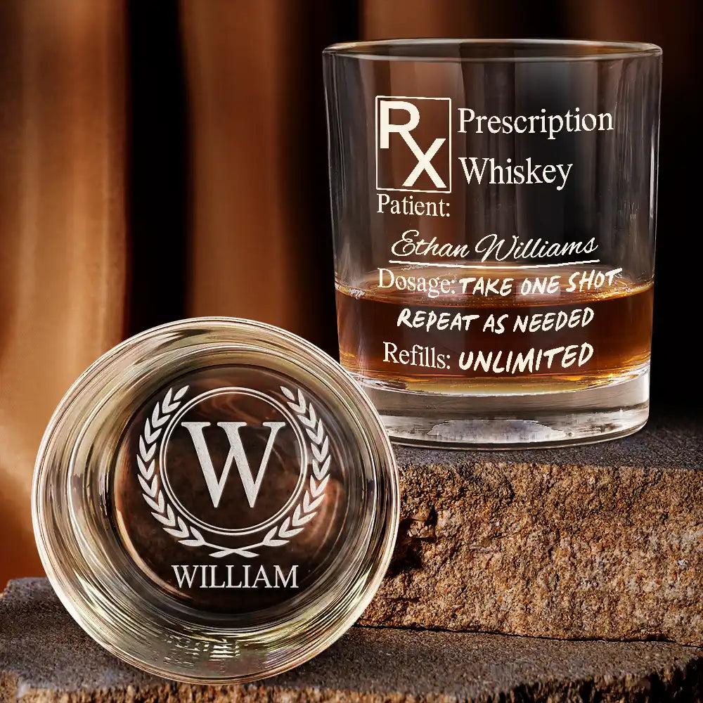 Gift For Couples,Gift For Husband,Gift For Boyfriend,Gift For Men,Funny - Prescription Whiskey Glass - Personalized Engraved Whiskey Glass