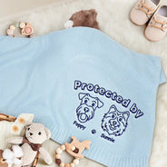 New Dad, New baby, New Mom, Love, Pet Lovers, Dog Lovers - Protected By Dogs - Personalized Embroidered Knitted Baby Blanket