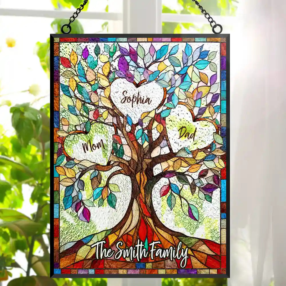 Family Unbreakable Bond Tree Of Life - Personalized Vertical Stained Glass Suncatcher