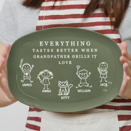 Gift For Father,Gift For Grandpa,Grilling,Non-Eng,Icon,Humorous - Everything Tastes Better When Grandpa Daddy Grills It - Personalized Plate