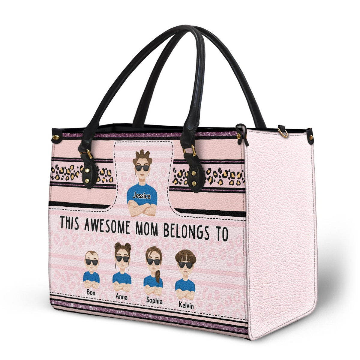This Awesome Mom Belongs To - Gift For Mother - Personalized Leather Bag