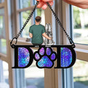 Sympathy Dog Dad Suncatcher - Personalized Window Hanging Suncatcher Ornament