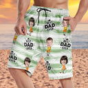 Custom Photo,Gift For Father,Gift For Grandpa,Happy - Custom Photo Best Dad Grandad Ever - Personalised Unisex Beach Shorts
