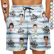 Custom Photo,Gift For Father,Gift For Grandpa,Happy - Custom Photo Best Dad Grandad Ever - Personalised Unisex Beach Shorts