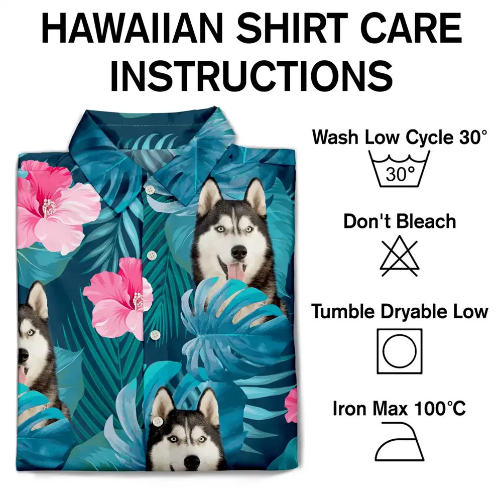 Custom Photo,Summer,Gift For Women,Gift For Men,Gift For Father,Happy,Non-Eng,Photo,Playful - Custom Photo Tropical Leaves Funny Family Pet Face - Personalised Hawaiian Shirt
