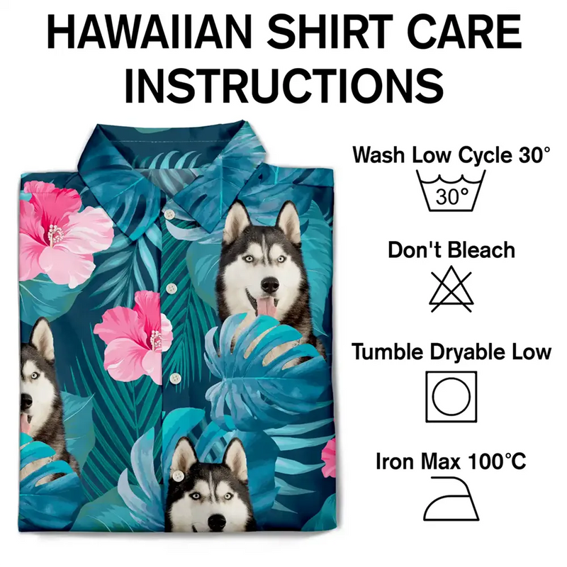 Custom Photo,Summer,Gift For Women,Gift For Men,Gift For Father,Happy,Non-Eng,Photo,Playful - Custom Photo Tropical Leaves Funny Family Pet Face - Personalised Hawaiian Shirt