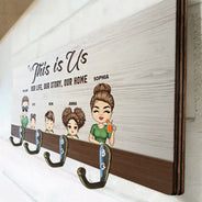Home Sweet Home Chibi Family - Personalized Wood Key Holder