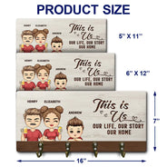 Home Sweet Home Chibi Family - Personalized Wood Key Holder