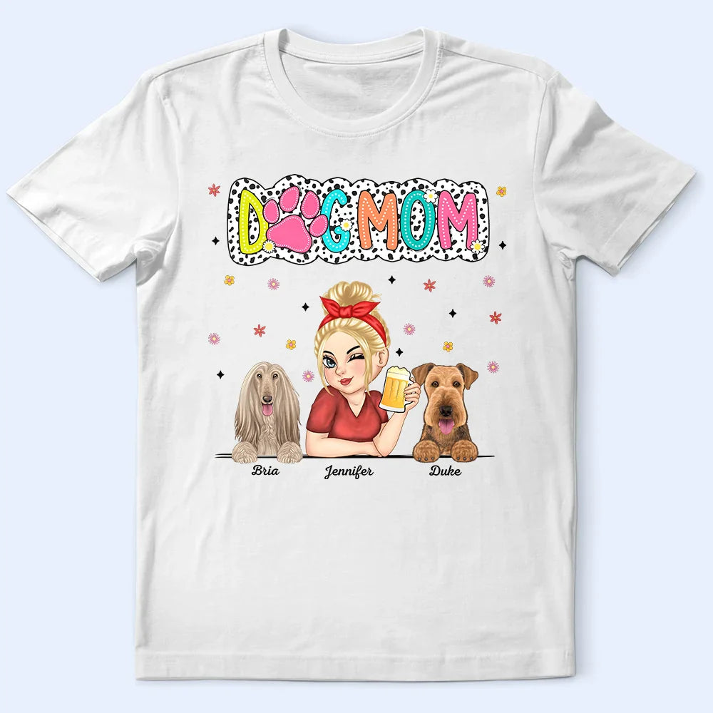Dog Mom Dog Mum Dalmatian Dots - Personalized T Shirt