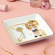 Y2K Girl With Birth Flowers - Personalized Ring Dish