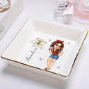Girl With Birth Flowers - Personalized Ring Dish