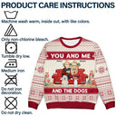 Pet Couple - You And Me And The Dogs Cartoon - Personalized Unisex Ugly Sweater