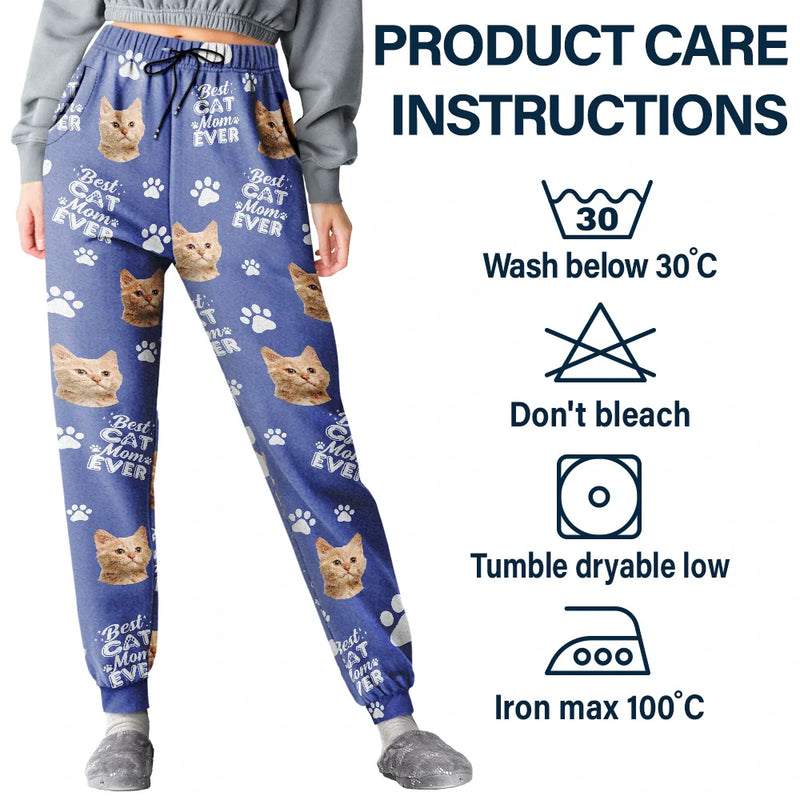 Custom Photo Best Dog Dad Dog Mom - Personalized Pajama Pants