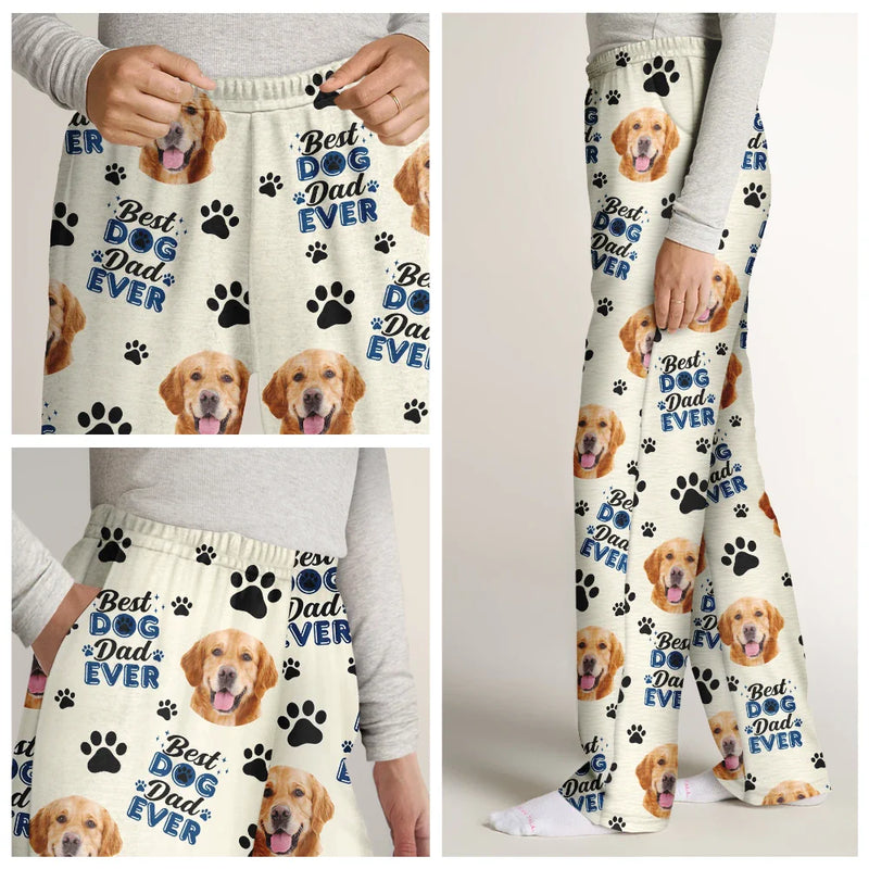Custom Photo Best Dog Dad Dog Mom - Personalized Pajama Pants