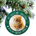 Pet Lovers - Custom Photo First Christmas Pet Lovers - Personalized Circle Ceramic Ornament