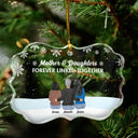 Christmas,Gift For Mother,Gift For Daughter,Happy - Forever Linked Together Mother Daughters - Personalized Medallion Glass Ornament