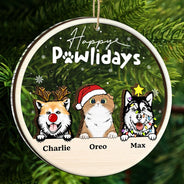 Christmas,Pet Lovers,Happy - Happy Pawlidays - Personalized 2-Layered Mix Ornament