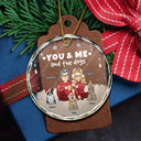 Christmas, Pet Couple - You And Me And The Dogs Semi Real - Personalized Circle Glass Ornament

