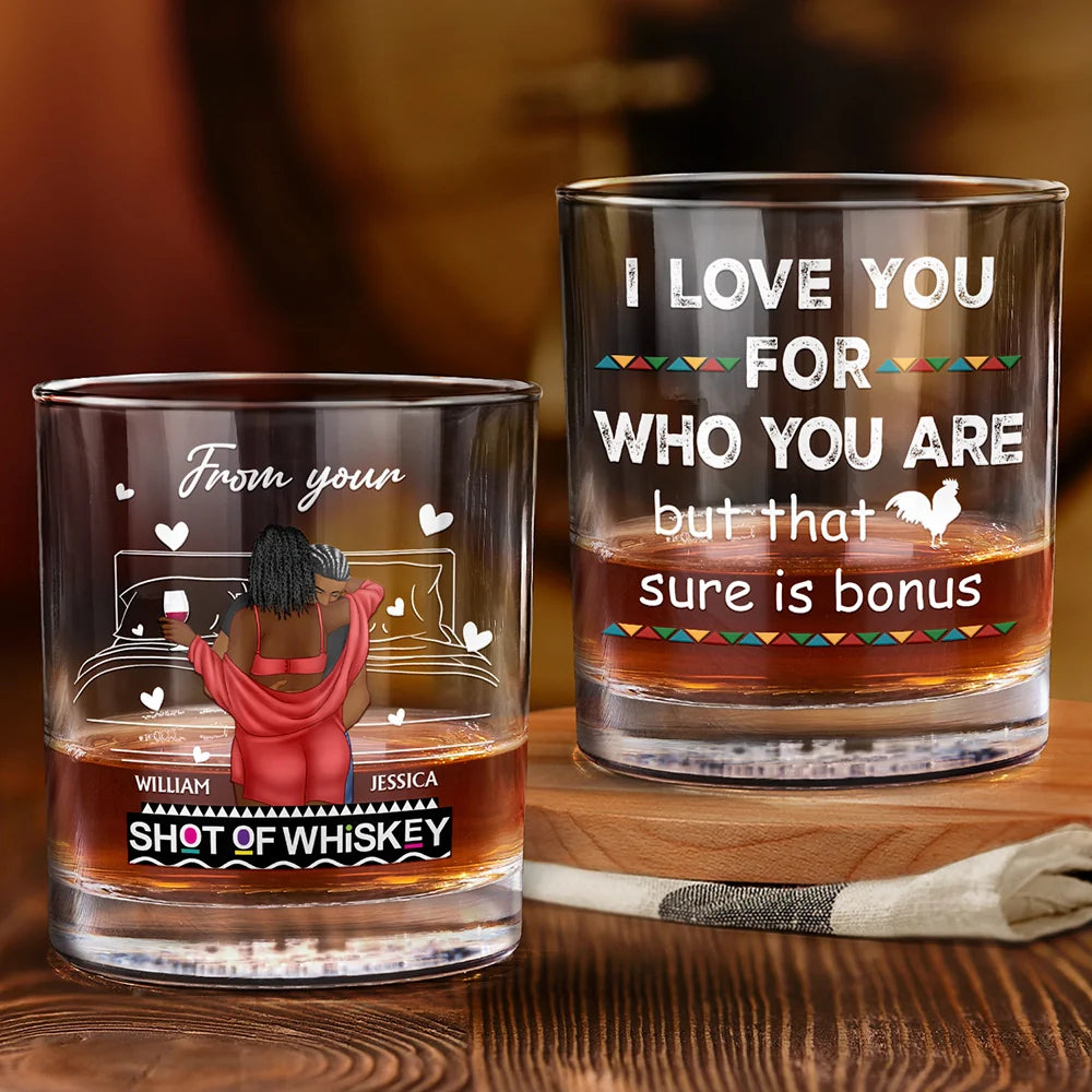 I Love You For Who You Are Afro Couples - Personalized Whiskey Glass