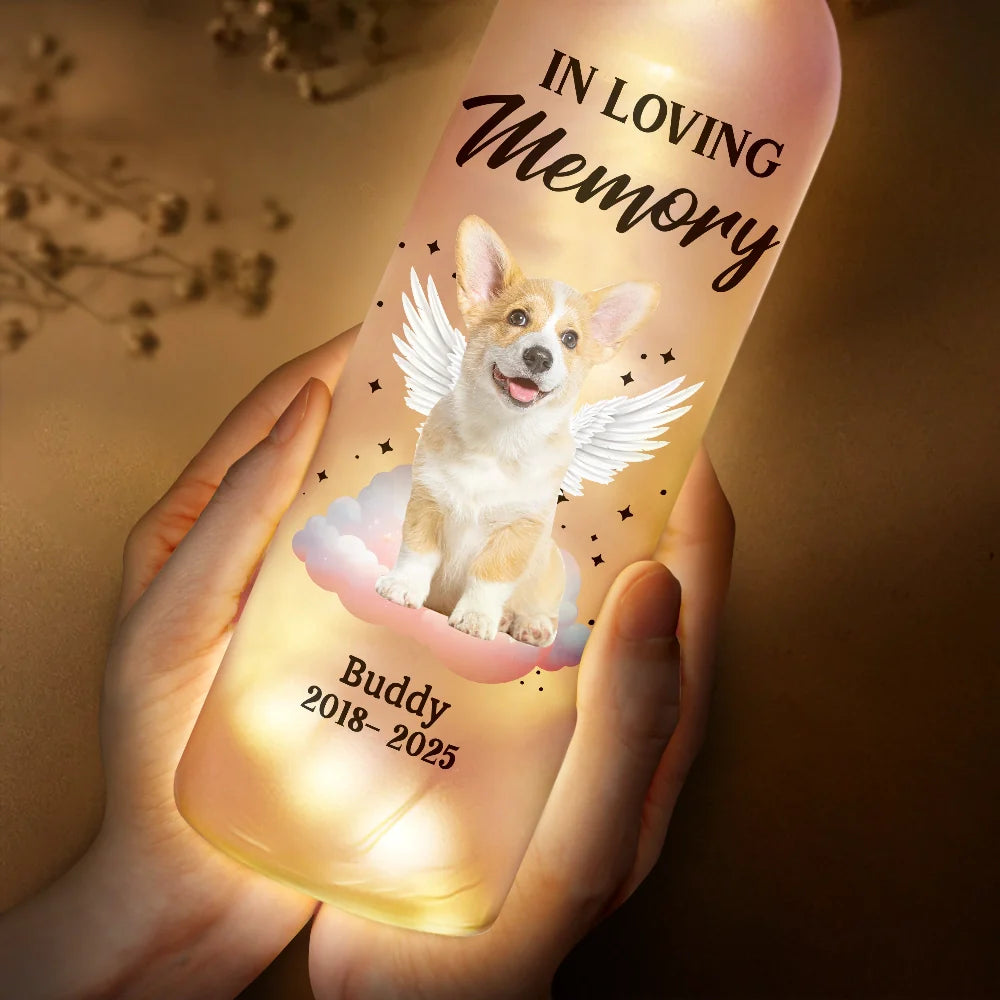 Pet Lovers, Memorial - Custom Photo Your Light Will Always Shine In My Heart - Personalized Bottle Light