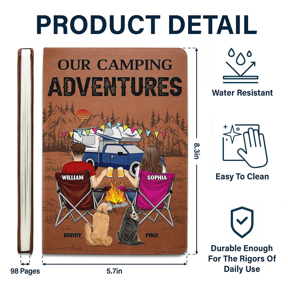 Camping, Campsite, Dog Couple - You And Me And The Dogs - Personalized Leather Journal