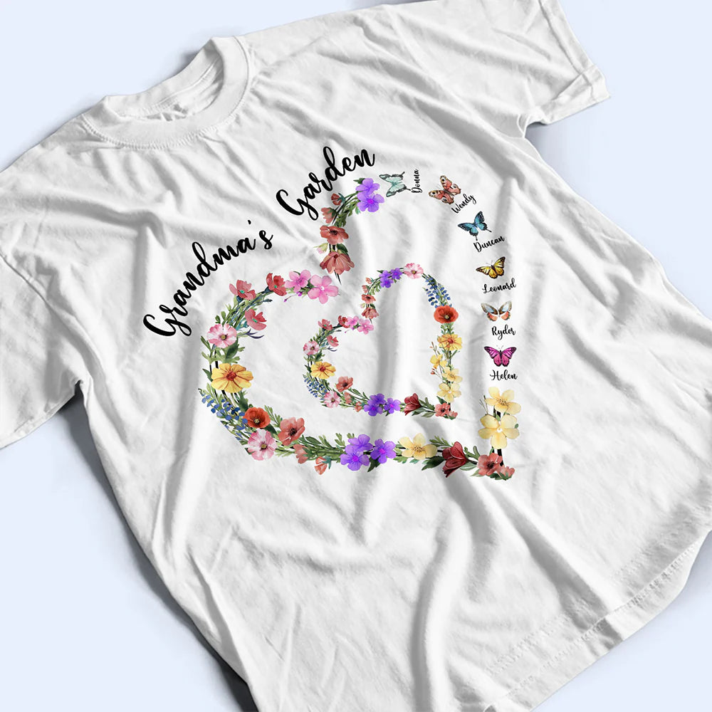 Gift For Grandma, Happy - Grandma's Garden - Personalized T Shirt