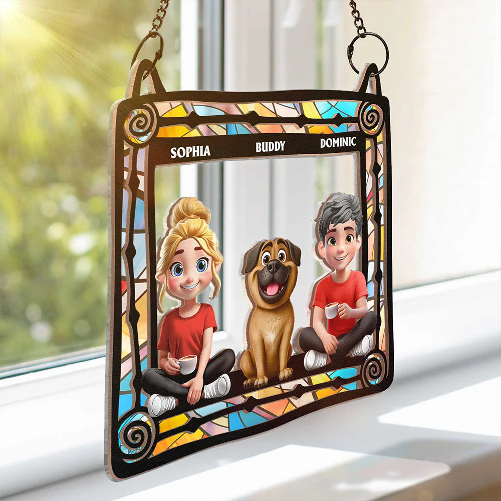 Dog Couple, Dog Lovers, Love - Lovely Dog Couples - Personalized Window Hanging Suncatcher Ornament